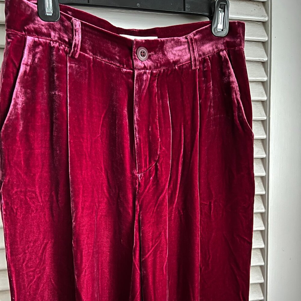 NEW! Sundance Silk-Velvet Trouser, Maroon color, S 4 - Picture 2 of 9